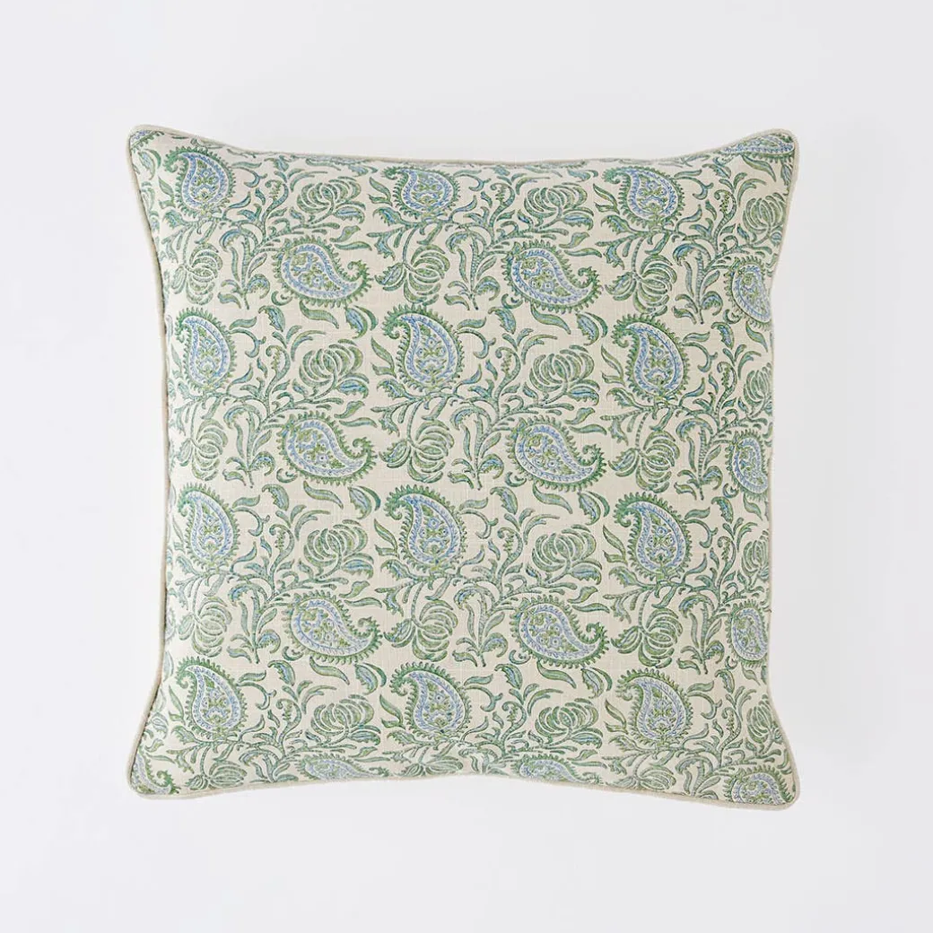 Aarvi Wood Block Cushion - Green