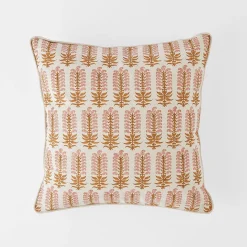 Aarvi Wood Block Cushion - Ochre