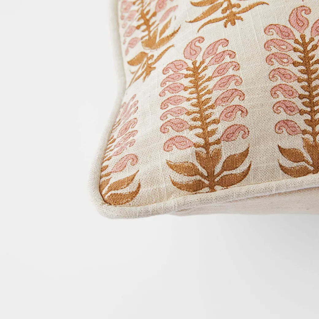 Aarvi Wood Block Cushion - Ochre