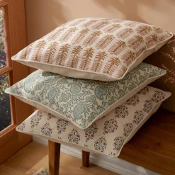 Aarvi Wood Block Cushion - Ochre