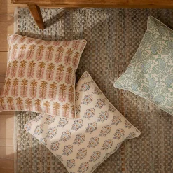Aarvi Wood Block Cushion - Ochre