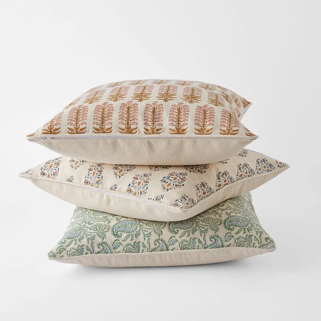Aarvi Wood Block Cushion - Ochre