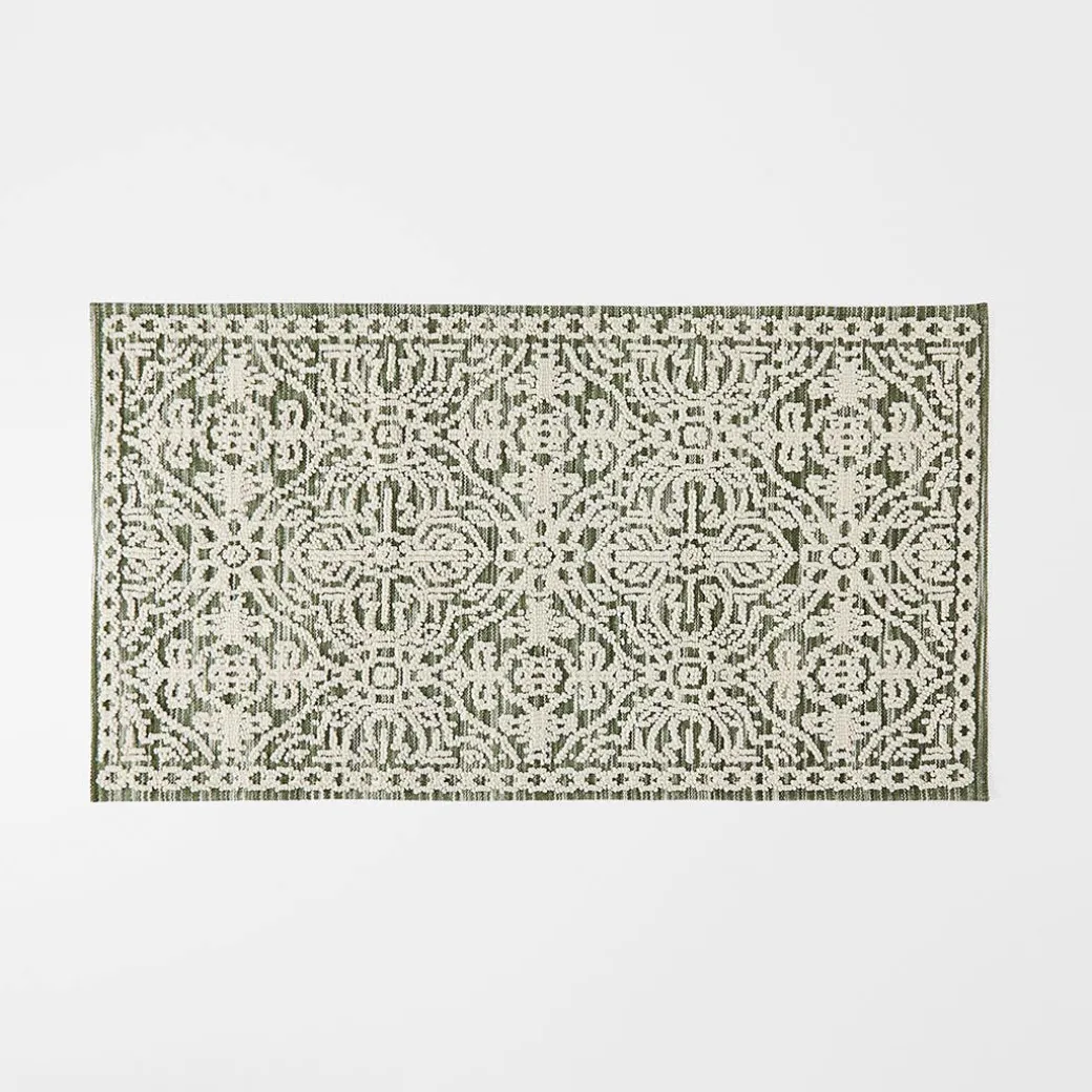 Alva Bath Mat - Olive Green/Ivory