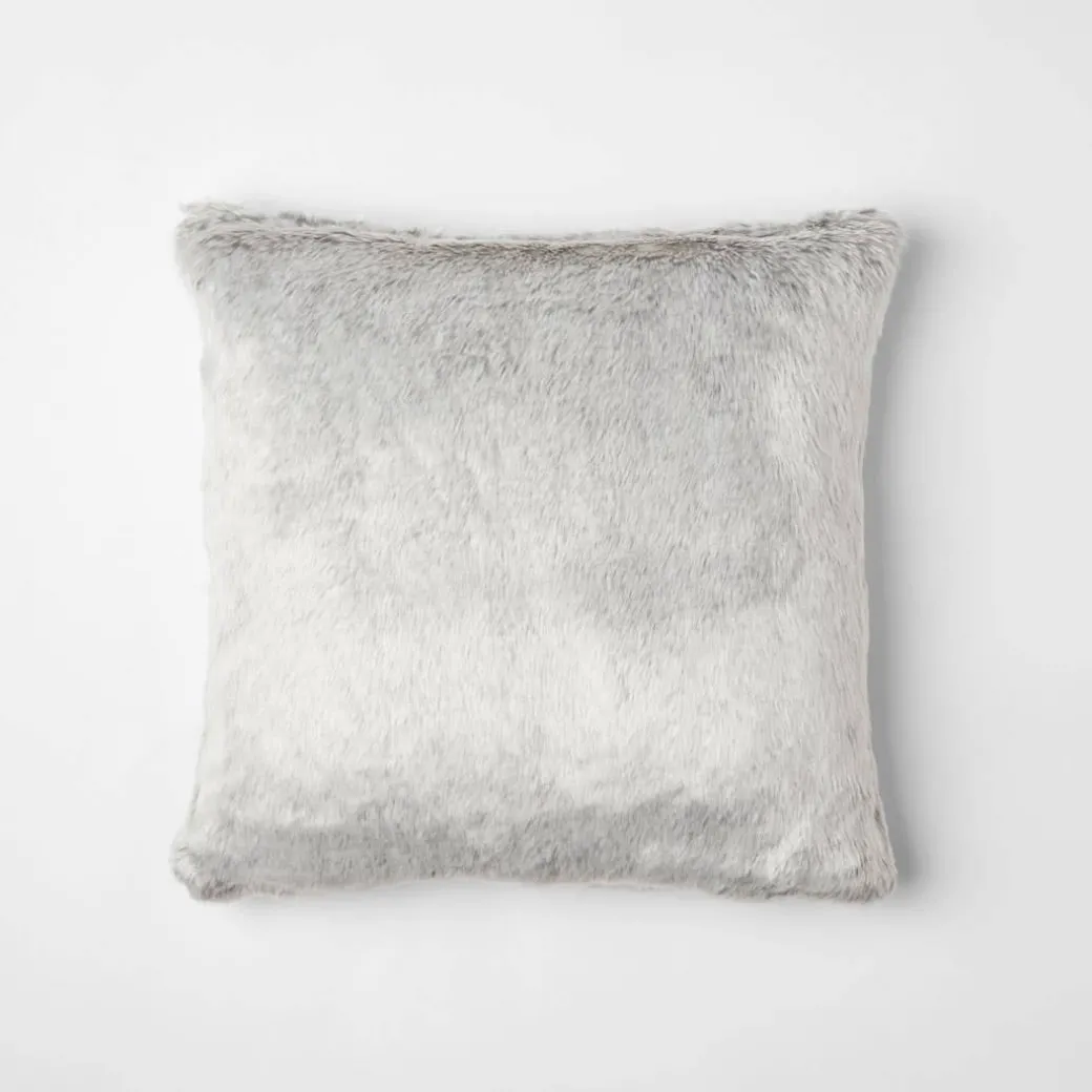 Arctic Faux Fur Cushion - Grey Fox