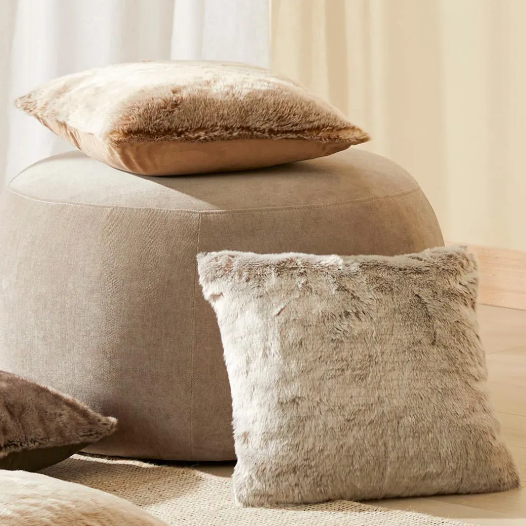 Arctic Faux Fur Cushion - Grey Fox