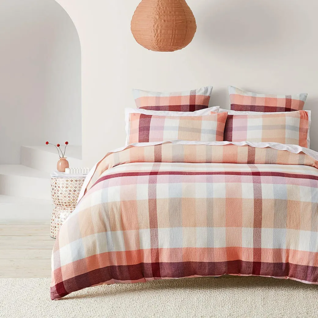 Arlo Quilt Cover - Peach, Pink