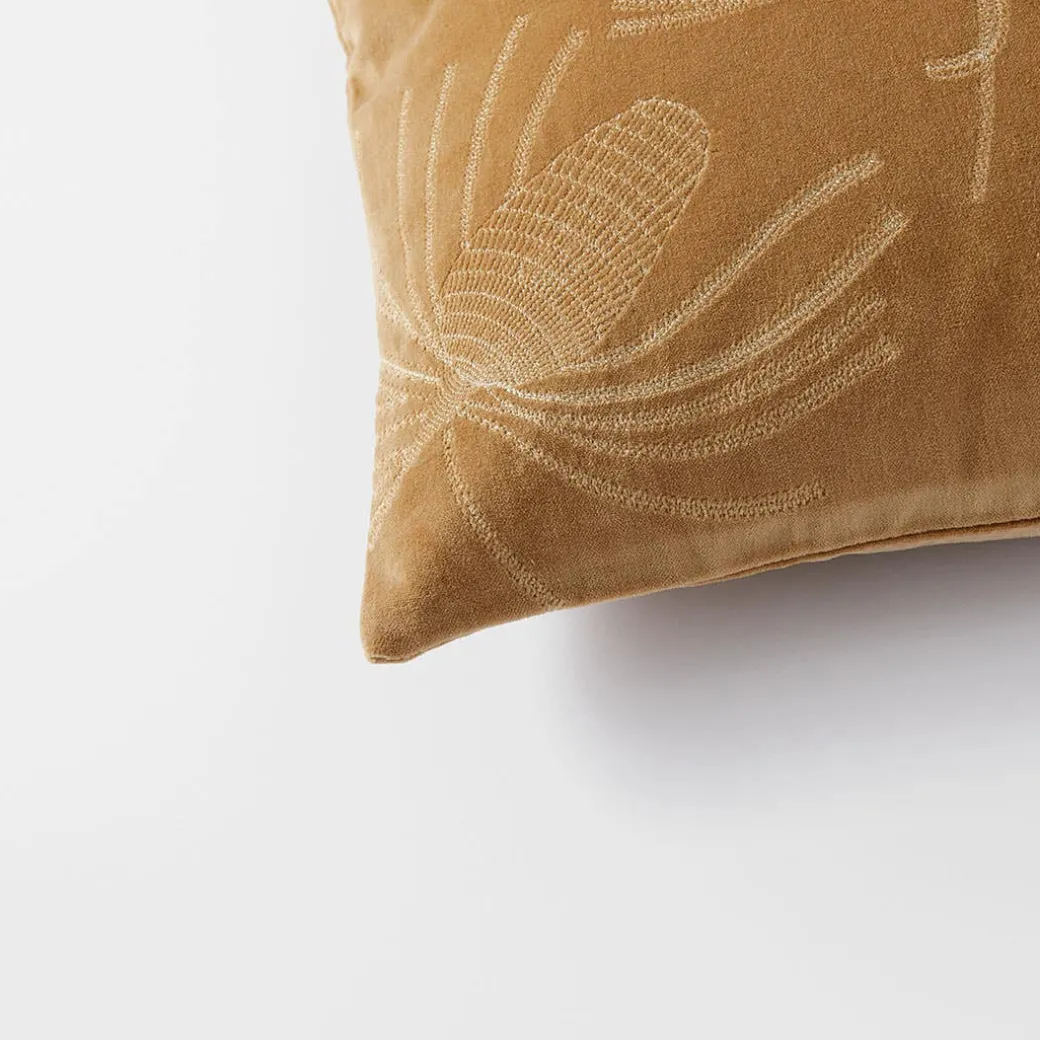 Banksia Velvet Cushion - Saffron