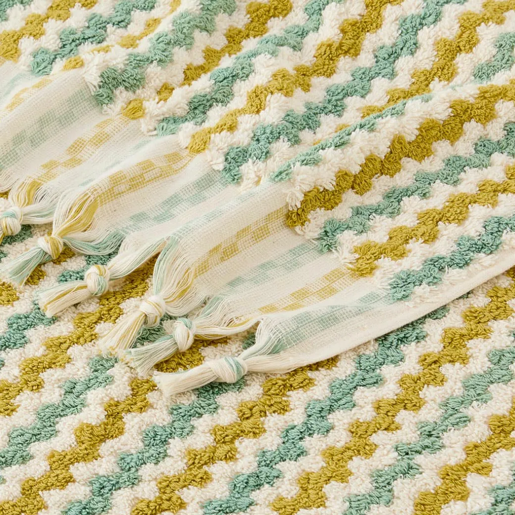 Bodrum Turkish Cotton Bath Sheet - Blue/Grey Zig Zag