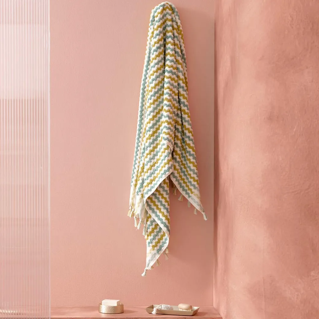 Bodrum Turkish Cotton Bath Sheet - Blue/Grey Zig Zag