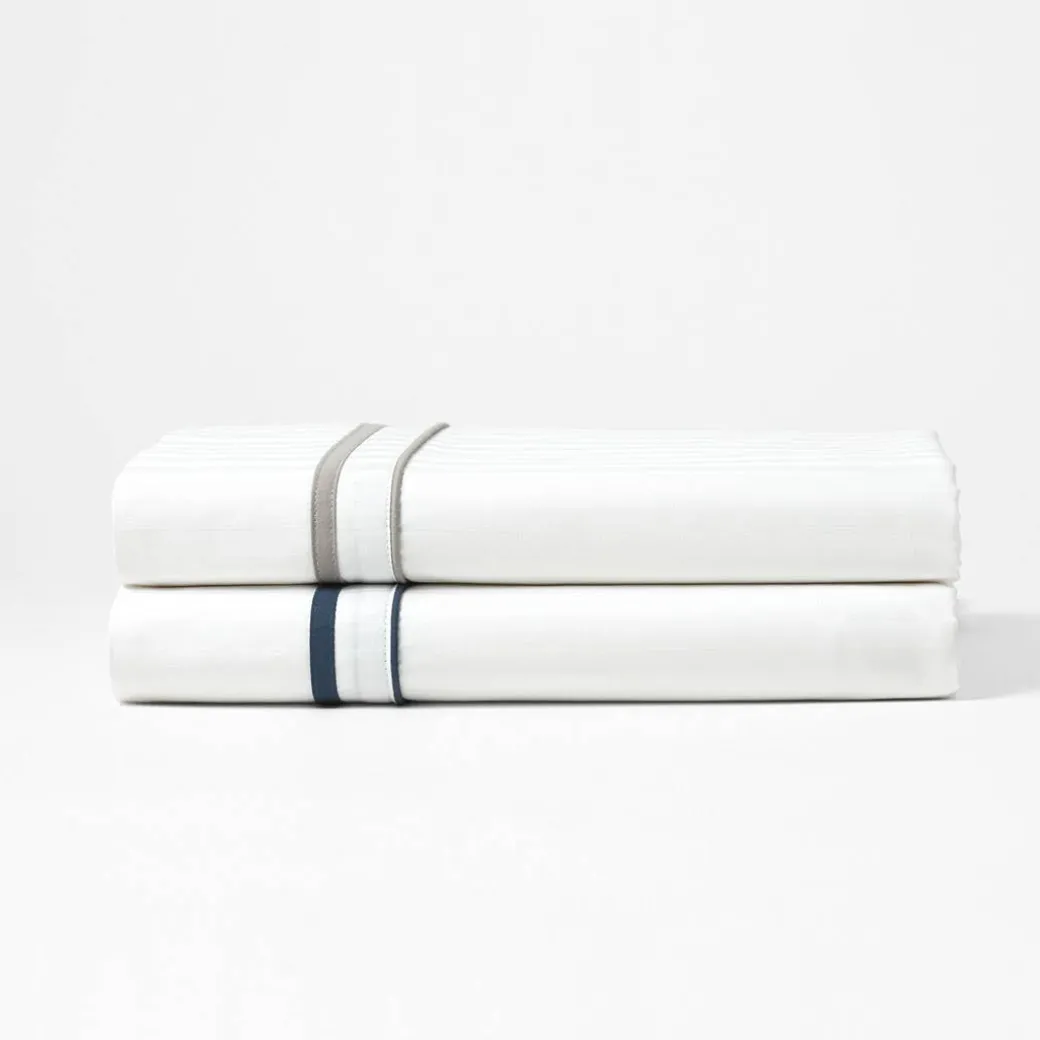Cambridge 800 TC Egyptian Cotton Flat Sheets - White Navy