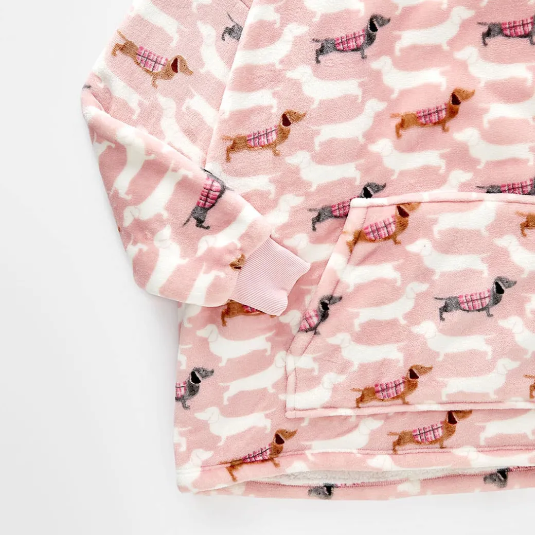 Dachsie Hooded Sherpa Blanket