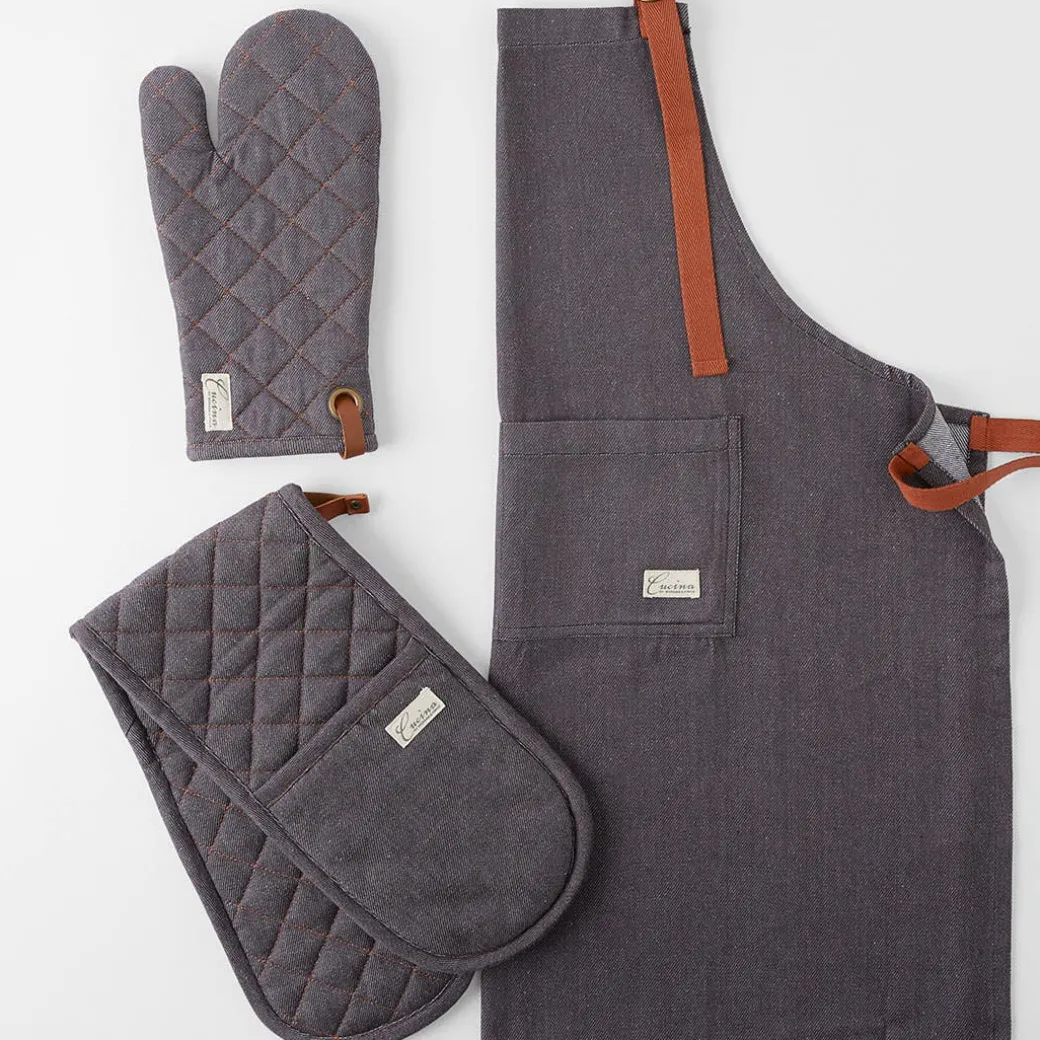 Denim Apron and Oven Mits