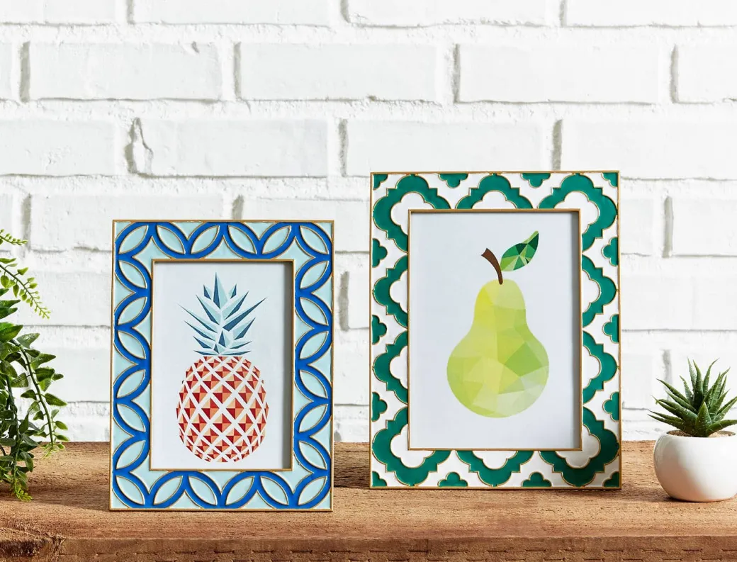 Enamel Geometric Photo Frame - Blue