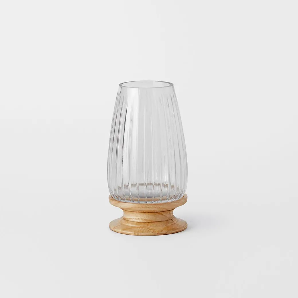 Ginny Wood Base Hurricane - Natural/Clear
