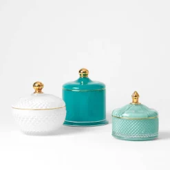 Glass Covered Trinket Dish Round