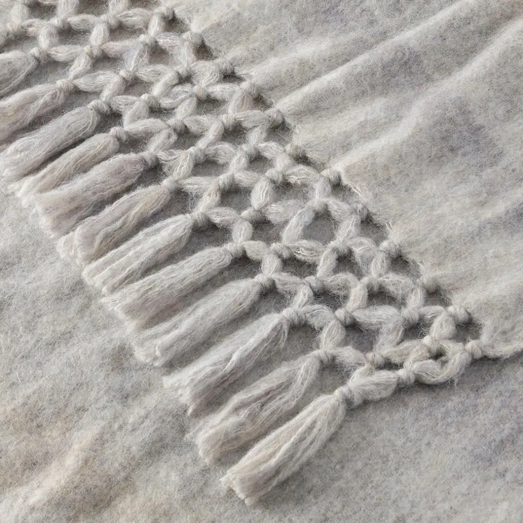 Ledger Ombre Tassel Throw - Dove Grey