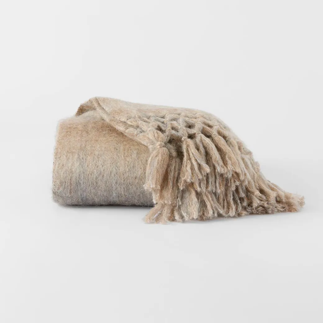 Ledger Ombre Tassel Throw - Dove Grey