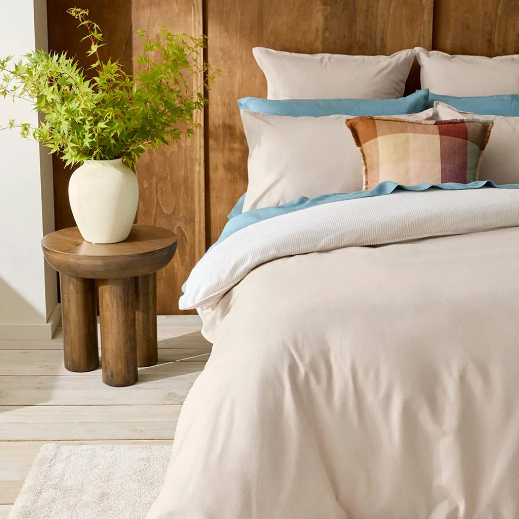 Levi Reversible Brushed Cotton Quilt Cover - Oat