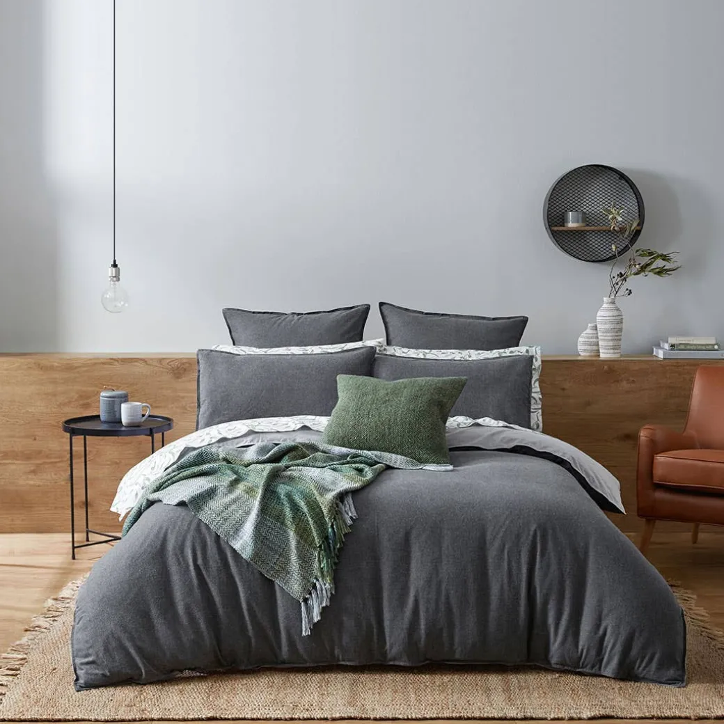 Lusso Reversible Brushed Cotton Quilt Cover - Ink Blue