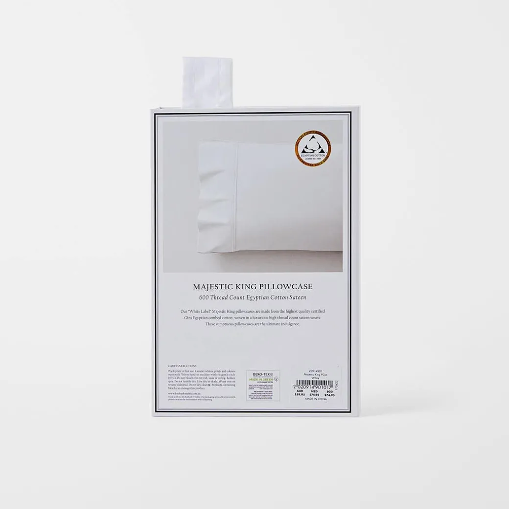 Majestic King 600TC Egyptian Cotton Pillowcase - White