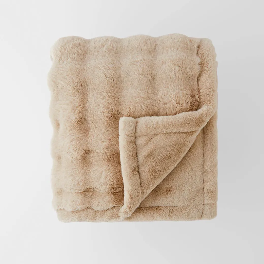 Malmo Faux Fur Throw - Pumice
