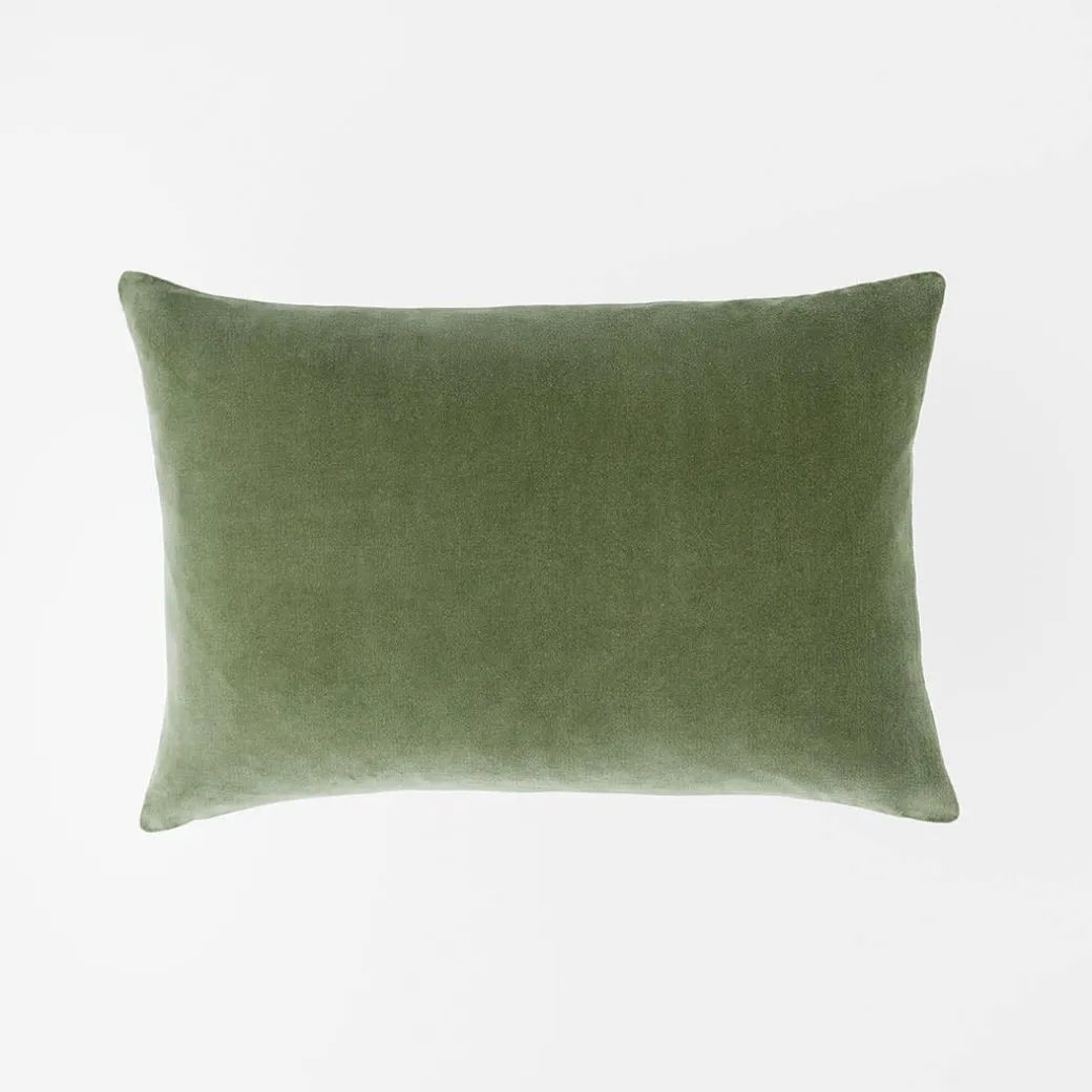 Meera Velvet Linen Cushion - Olive Green
