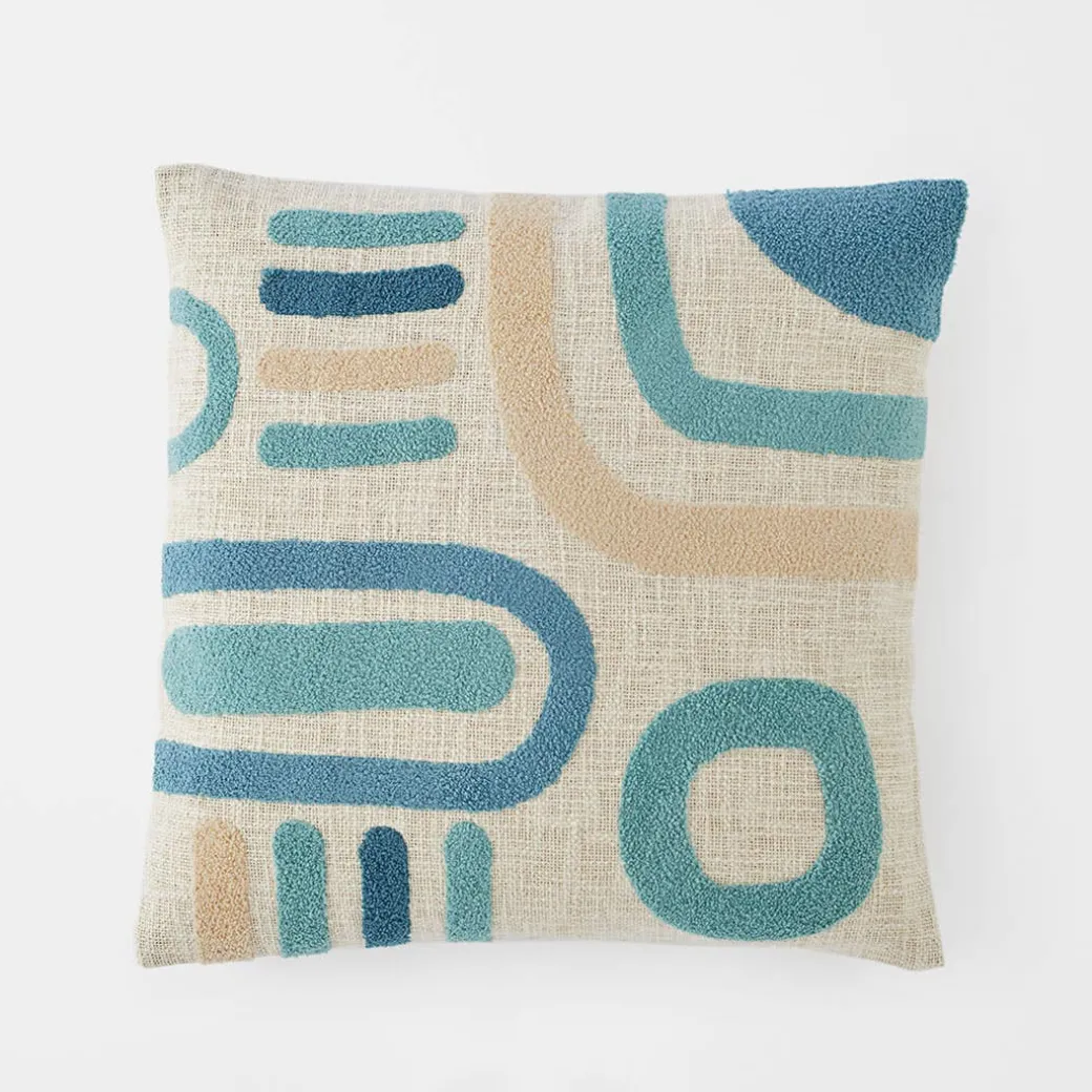 Milla Tufted Cushion - Ivory/Blue
