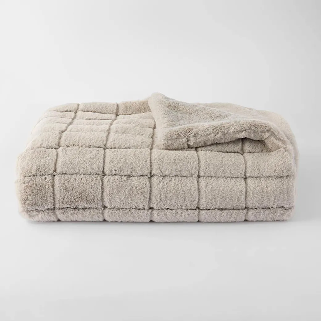 Sable Faux Fur Throw - Dove Grey