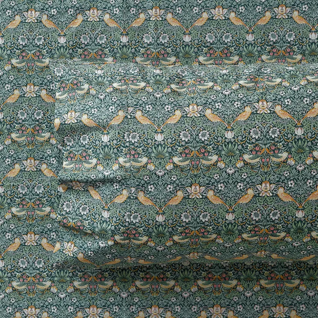 Strawberry Thief Cotton Sheet Set - Navy