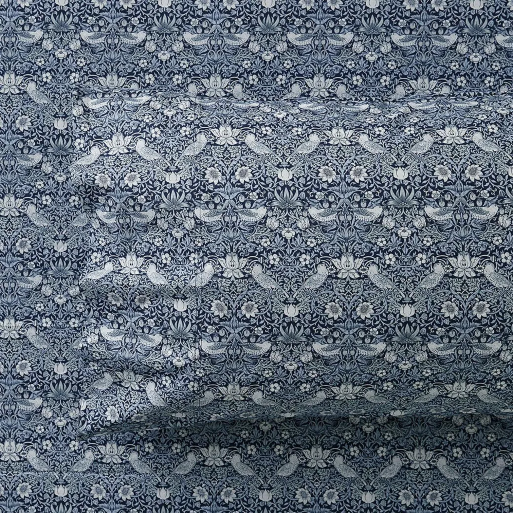 Strawberry Thief Cotton Sheet Set - Navy