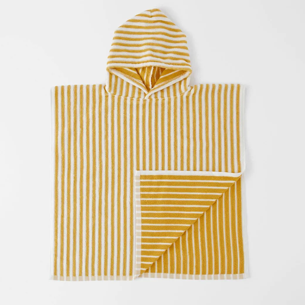 Striped Hooded Kids Poncho