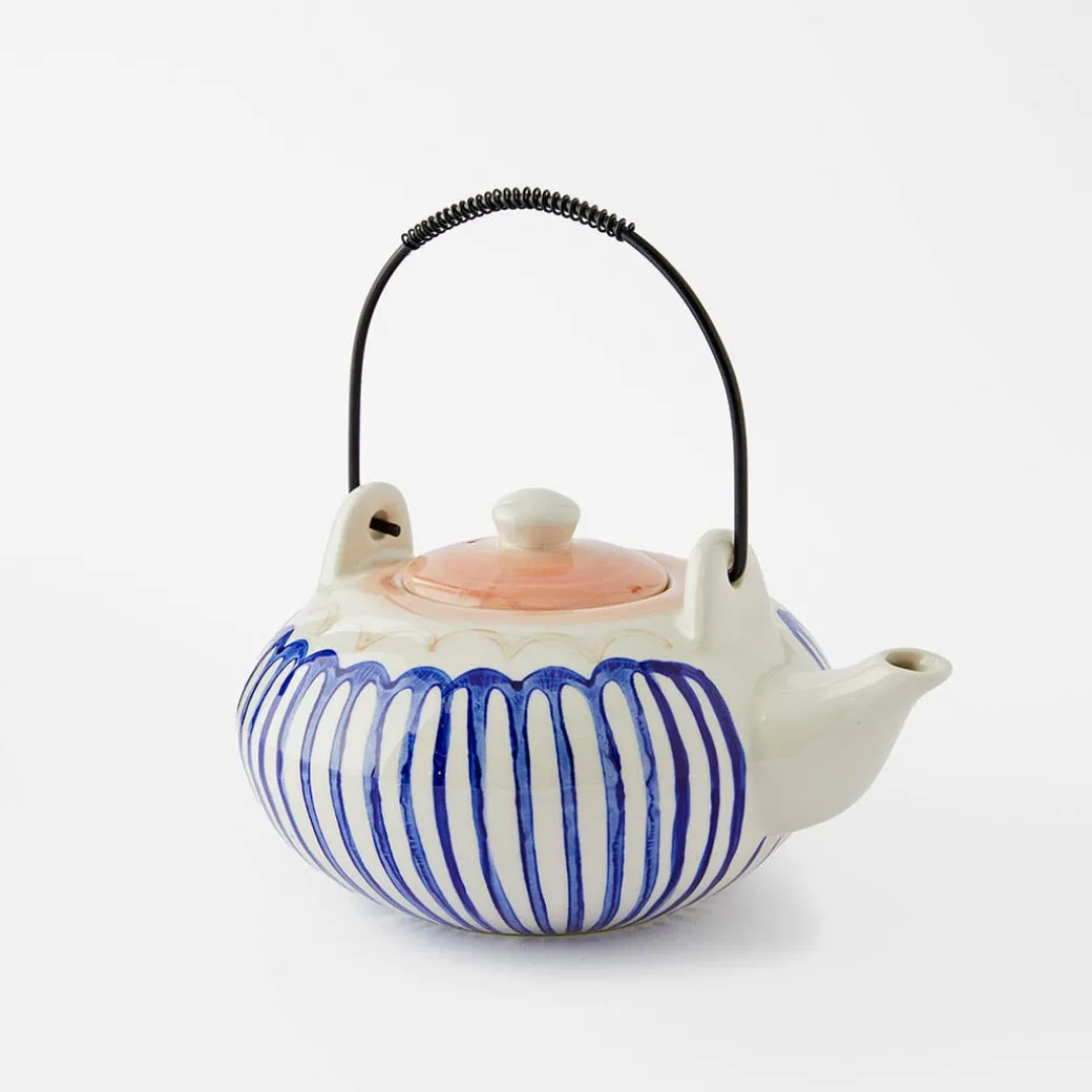 Tondo Tea Pot - Blue/White