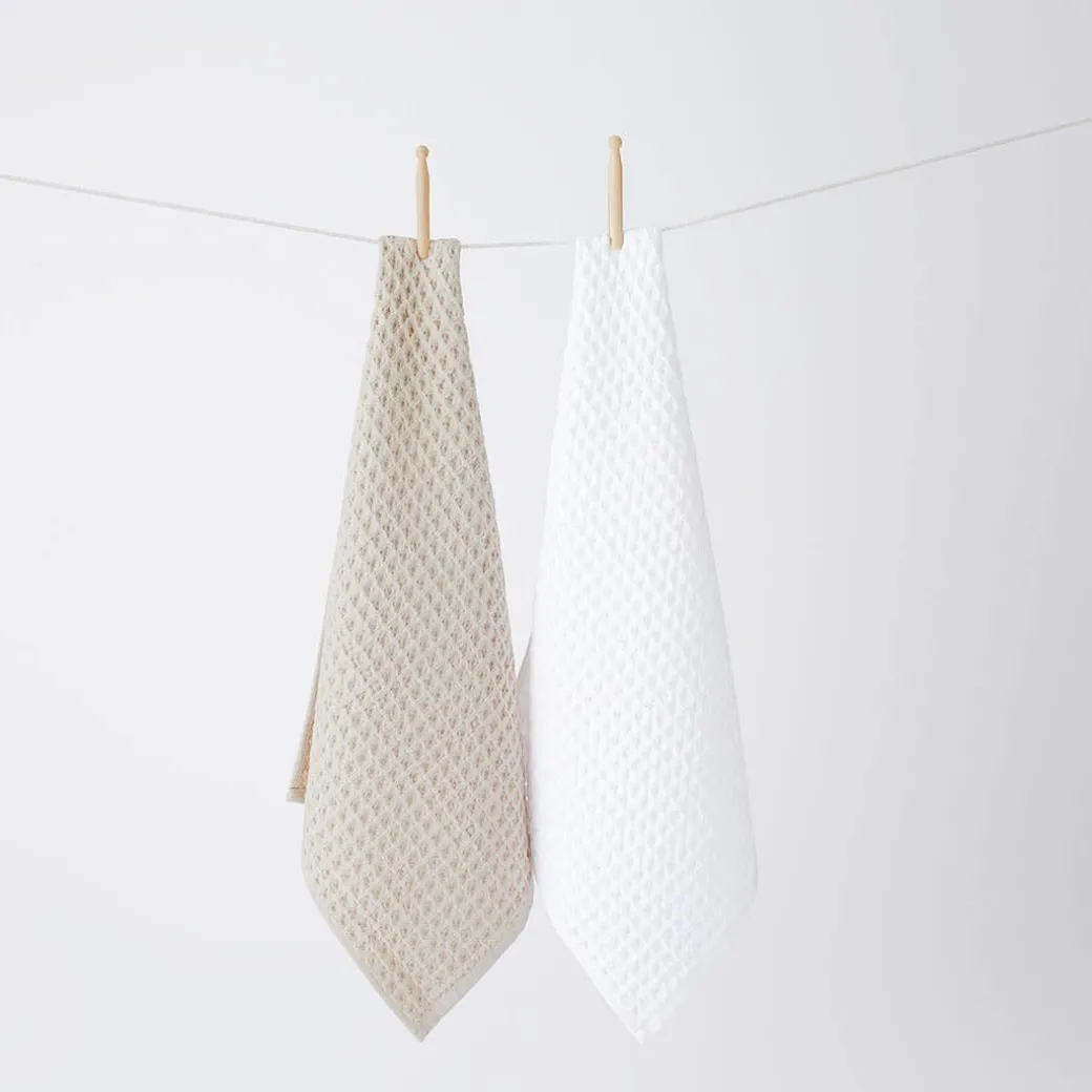 Waffle Tea Towel Set Of 2 - Oatmeal