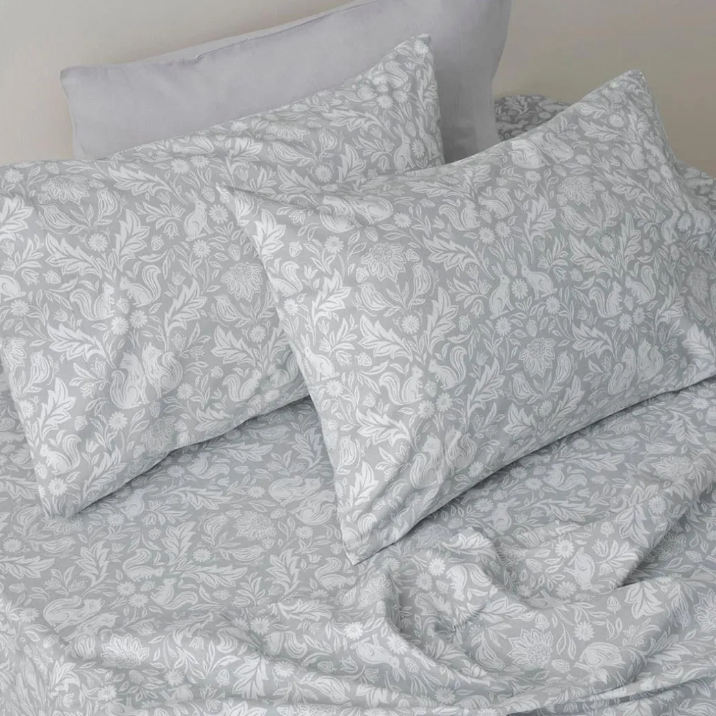 Woodland Flannelette Sheet Set - Teal/Cream Floral