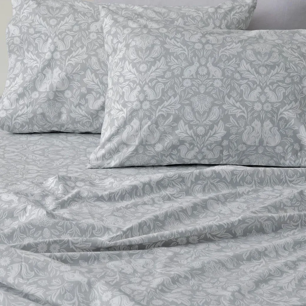 Woodland Flannelette Sheet Set - Teal/Cream Floral